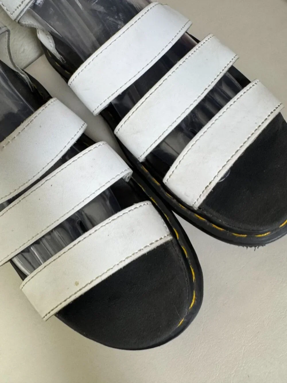 Dr. Martens Blaire White Hydro Leather Gladiator Sandals Women 8 Platform Chunky